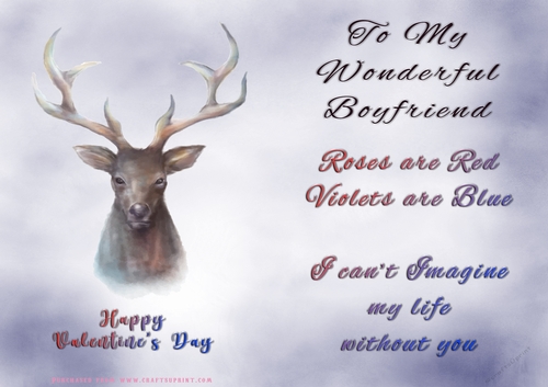 No Cut Just Print Valentines Day Card - Boyfriend - Stag