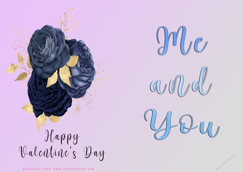 No Cut Just Print Valentines Day Card - Me and You