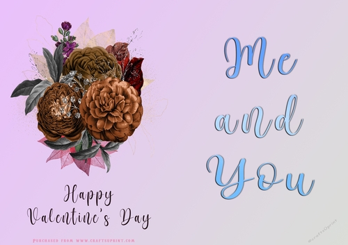 No Cut Just Print Valentines Day Card - Me and You - lowers
