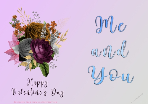 No Cut Just Print Valentines Day Card - Me and You - lowers