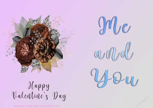 No Cut Just Print Valentines Day Card - Me and You - lowers