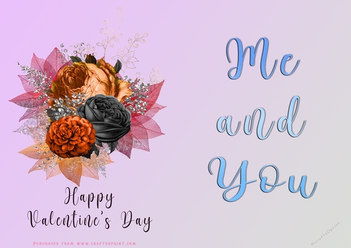 No Cut Just Print Valentines Day Card - Me and You - lowers