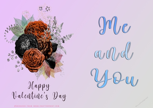 No Cut Just Print Valentines Day Card - Me and You - lowers
