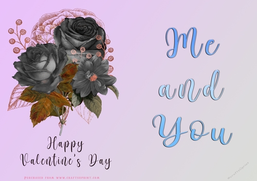 No Cut Just Print Valentines Day Card - Me and You - lowers