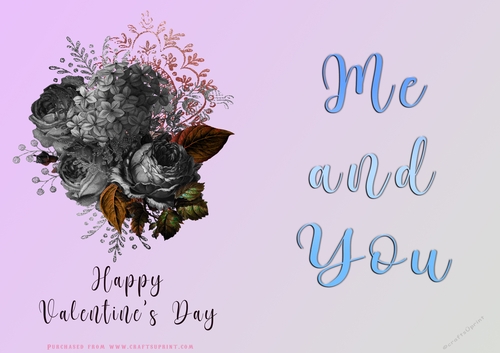 No Cut Just Print Valentines Day Card - Me and You - lowers