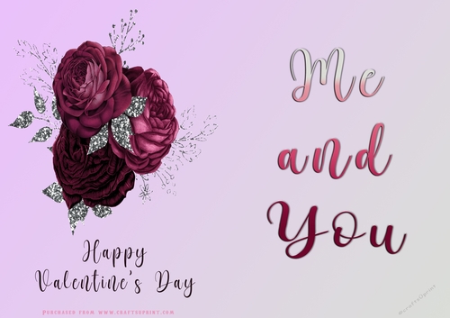 No Cut Just Print Valentines Day Card - Me and You - lowers