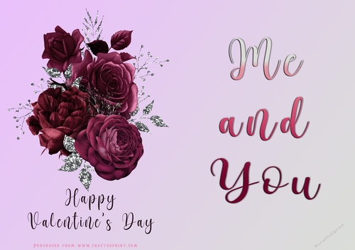 No Cut Just Print Valentines Day Card - Me and You - lowers