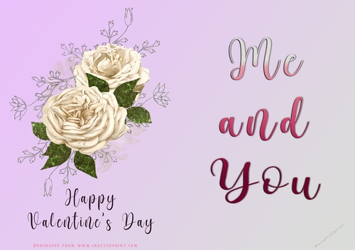 No Cut Just Print Valentines Day Card - Me and You - lowers