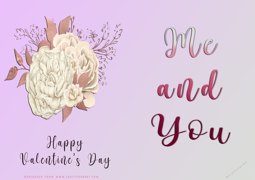 No Cut Just Print Valentines Day Card - Me and You - lowers