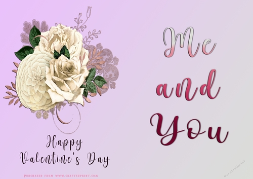 No Cut Just Print Valentines Day Card - Me and You - lowers