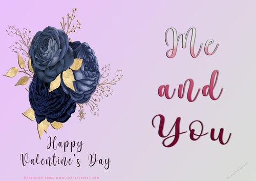 No Cut Just Print Valentines Day Card - Me and You - lowers