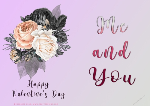 No Cut Just Print Valentines Day Card - Me and You - lowers