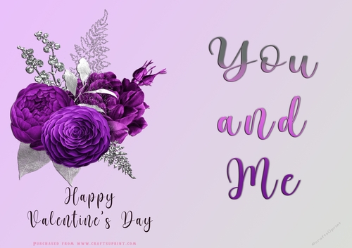 No Cut Just Print Valentines Day Card - You and Me - lowers