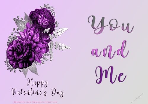 No Cut Just Print Valentines Day Card - You and Me - lowers
