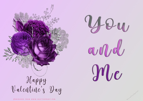 No Cut Just Print Valentines Day Card - You and Me - lowers