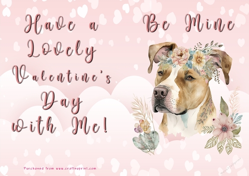 No Cut Just Print Valentines Day Card - Be Mine - Dog