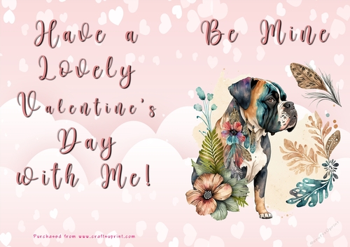 No Cut Just Print Valentines Day Card - Be Mine - Dog