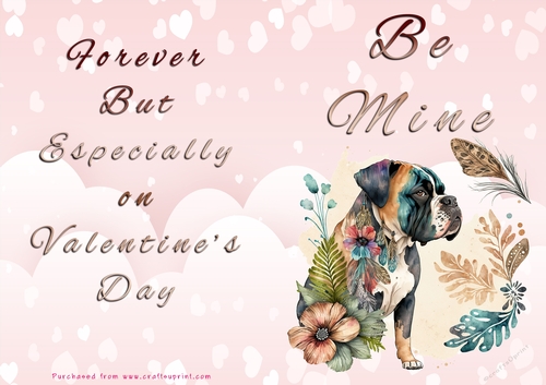 No Cut Just Print Valentines Day Card - Be Mine - Dog