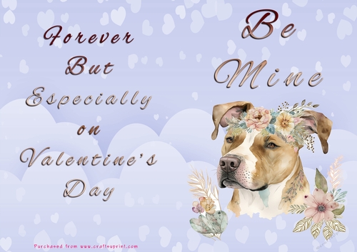 No Cut Just Print Valentines Day Card - Be Mine - Dog