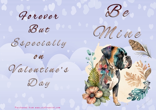 No Cut Just Print Valentines Day Card - Be Mine - Dog
