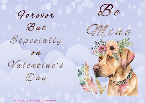 No Cut Just Print Valentines Day Card - Be Mine - Dog