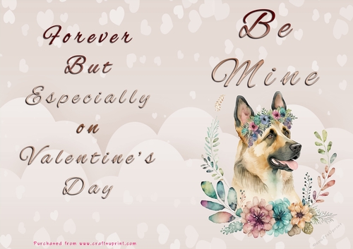 No Cut Just Print Valentines Day Card - Be Mine - Dog