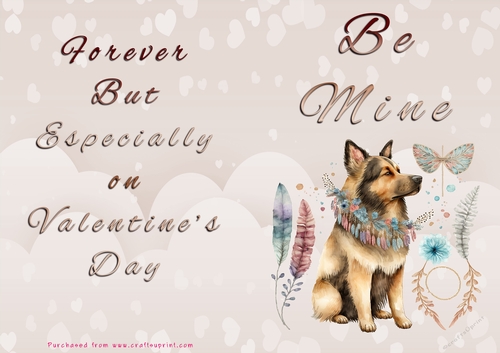 No Cut Just Print Valentines Day Card - Be Mine - Dog