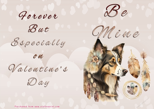 No Cut Just Print Valentines Day Card - Be Mine - Dog