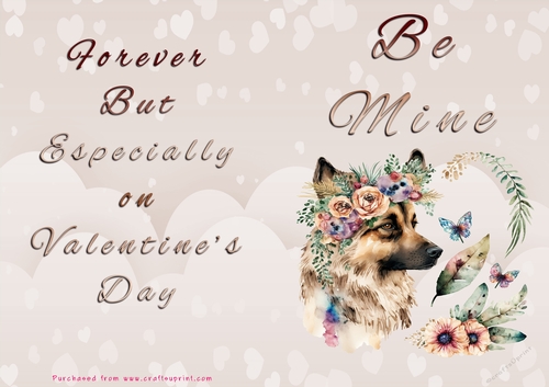 No Cut Just Print Valentines Day Card - Be Mine - Dog