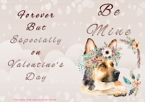 No Cut Just Print Valentines Day Card - Be Mine - Dog