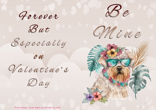 No Cut Just Print Valentines Day Card - Be Mine - Dog