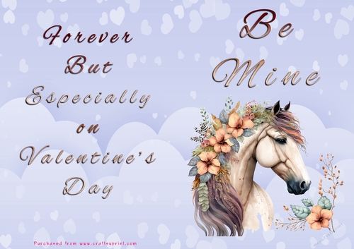 No Cut Just Print Valentines Day Card - Be Mine - Horse