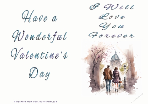 No Cut Just Print Valentines Day Card - I Will Love You Forever - Paris