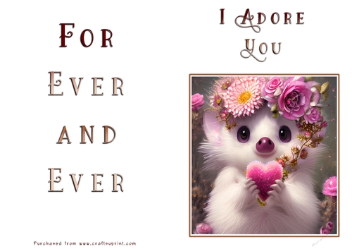 No Cut Just Print Valentines Day Card - 
