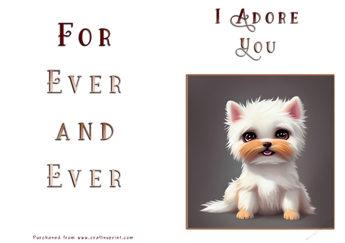 No Cut Just Print Valentines Day Card - Puppy