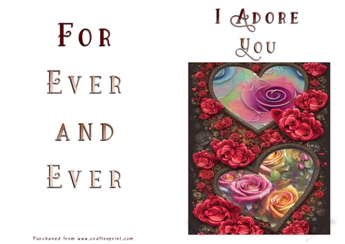 No Cut Just Print Valentines Day Card - Hearts
