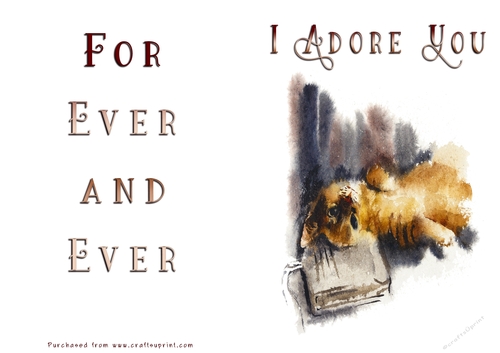 No Cut Just Print Valentines Day Card - Cat