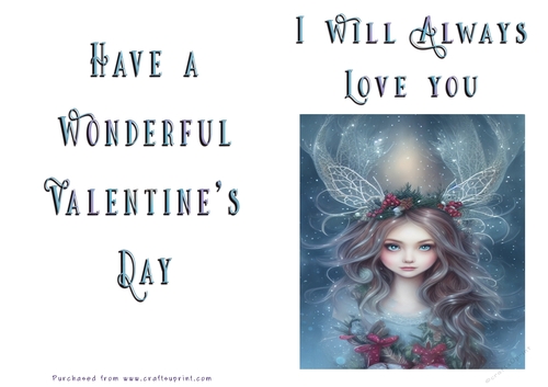 No Cut Just Print Valentines Day Card - Fantasy