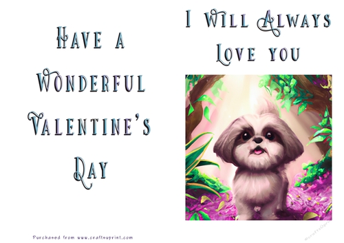 No Cut Just Print Valentines Day Card - Lhasa Apso