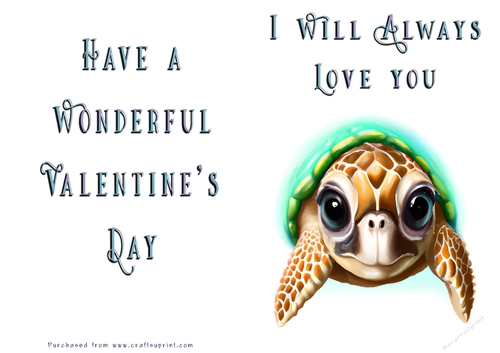 No Cut Just Print Valentines Day Card - Cute Animal