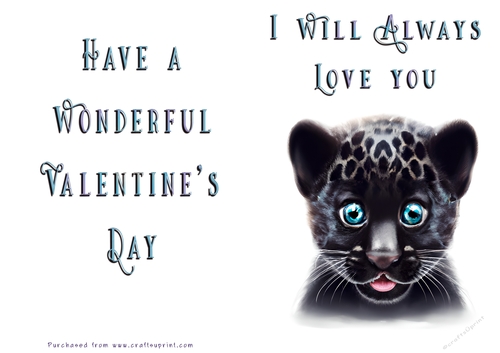 No Cut Just Print Valentines Day Card - Cute Animal