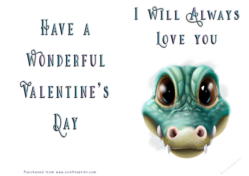 No Cut Just Print Valentines Day Card - Cute Animal