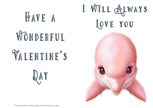No Cut Just Print Valentines Day Card - Cute Animal