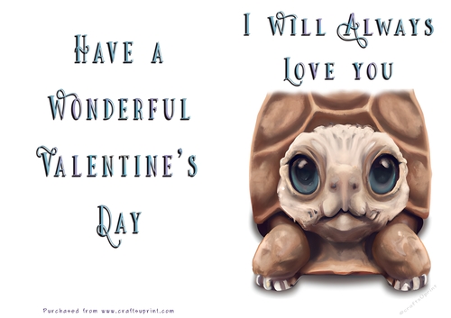 No Cut Just Print Valentines Day Card - Cute Animal