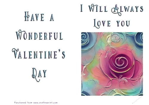 No Cut Just Print Valentines Day Card - Flowers