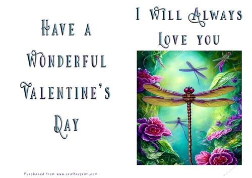 No Cut Just Print Valentines Day Card -Fantasy 