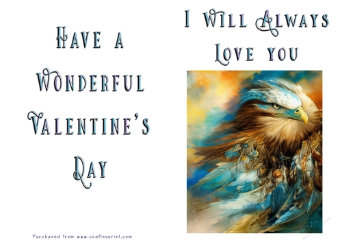 No Cut Just Print Valentines Day Card - Fantasy Eagle