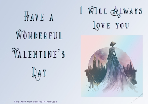 No Cut Just Print Valentines Day Card - Lady Skyline