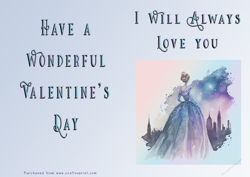 No Cut Just Print Valentines Day Card - Lady Skyline