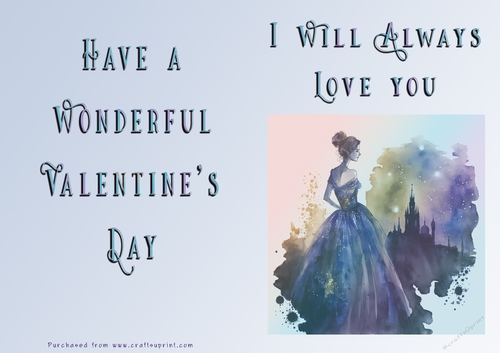 No Cut Just Print Valentines Day Card - Lady Skyline